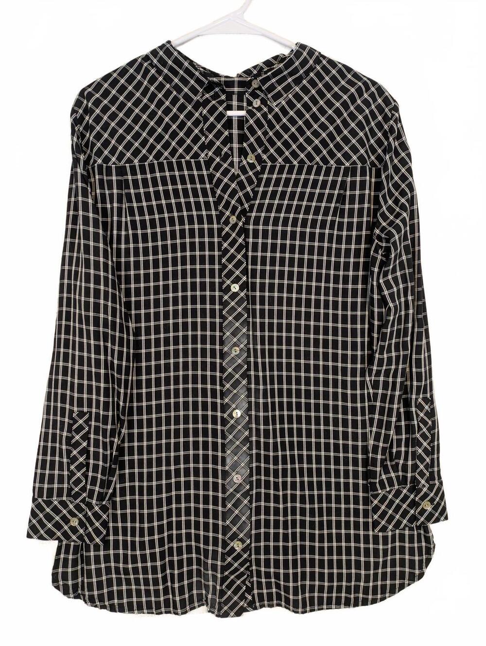 J.Jill Plaid Check Button Front Long Sleeve Shirt Top Womens Medium